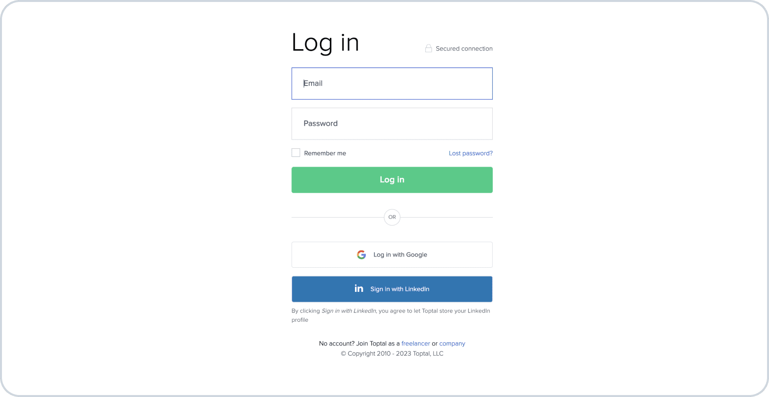 Toptal step 1